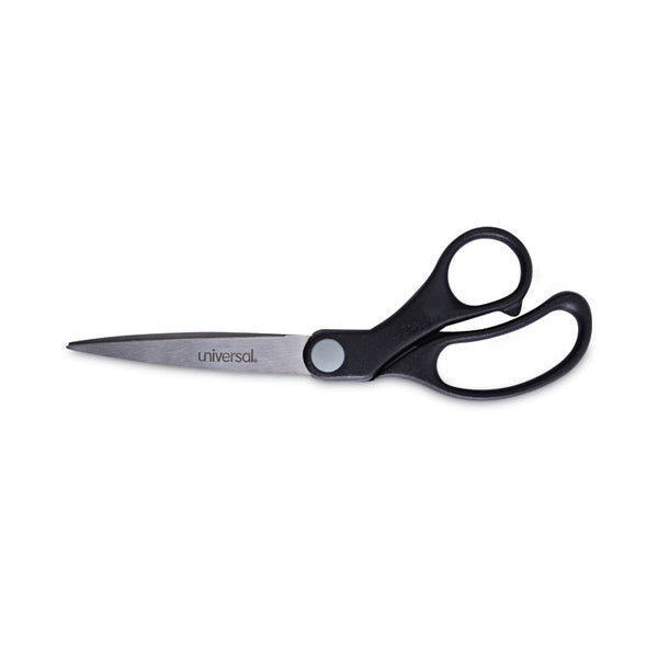 Universal® Stainless Steel Office Scissors, 8.5" Long, 3.75" Cut Length, Black Offset Handle (UNV92010)