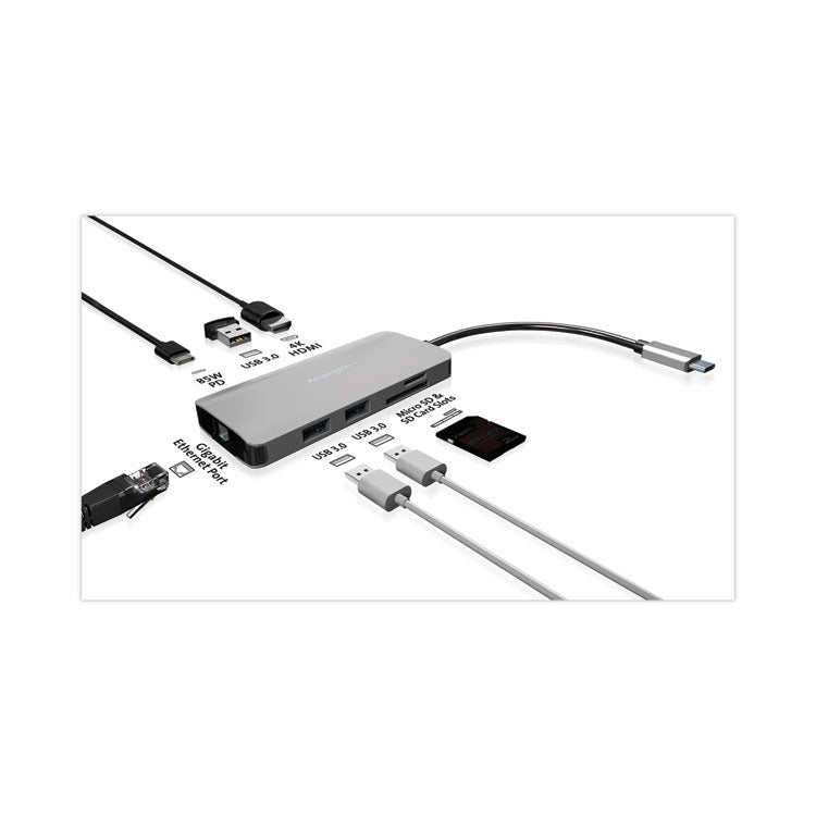 Kensington® UH1400P USB-C 8-in-1 Driverless Mobile Hub, Black (KMWK33820WW) Each