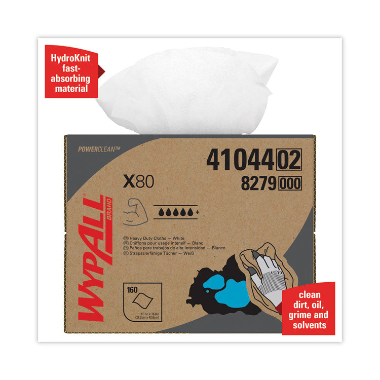 WypAll® X80 Cloths, HYDROKNIT, BRAG Box, 11.1 x 16.8, White, 160/Carton (KCC41044)