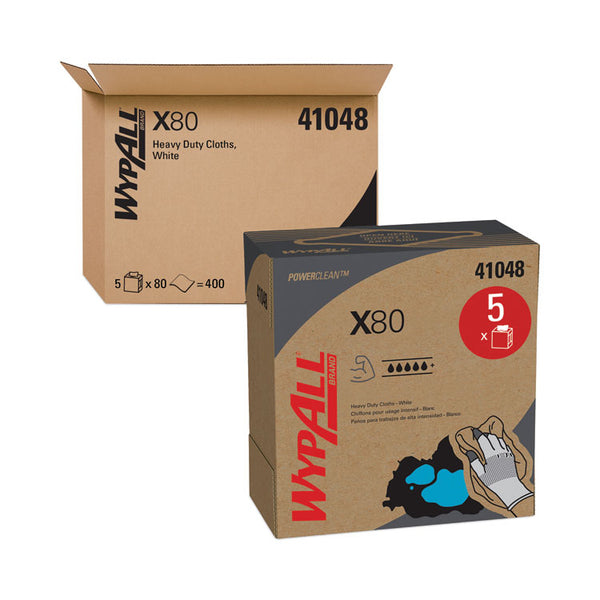 WypAll® X80 Cloths, HYDROKNIT, POP-UP Box, 8.34 x 16.8, White, 80/Box, 5 Boxes/Carton (KCC41048)