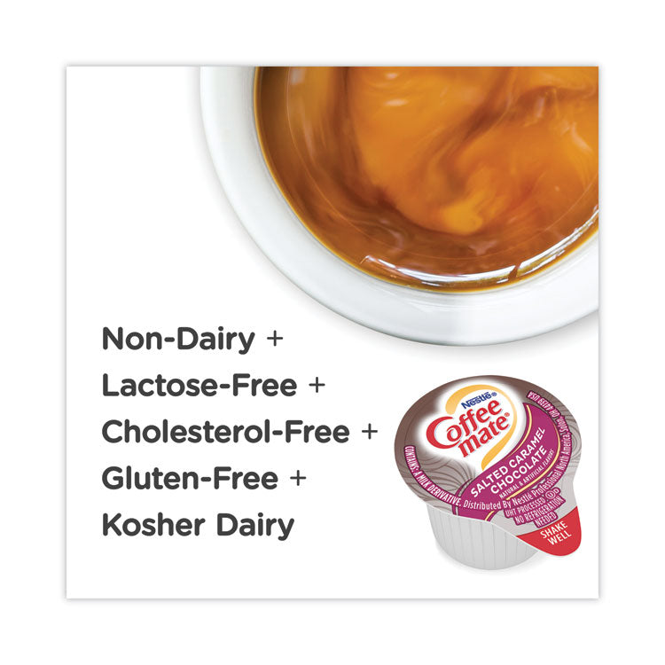 Coffee mate® Liquid Coffee Creamer, Salted Caramel Chocolate, 0.38 oz Mini Cups, 50/Box, 4 Boxes/Carton, 200 Total/Carton (NES77197CT) Case of 200