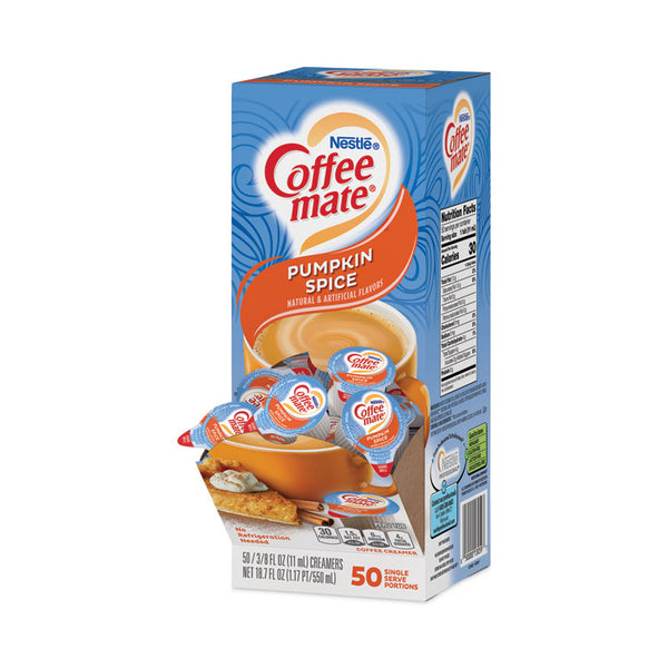 Coffee mate® Liquid Coffee Creamer, Pumpkin Spice, 0.38 oz Mini Cups, 50/Box, 4 Boxes/Carton, 200 Total/Carton (NES75520CT)