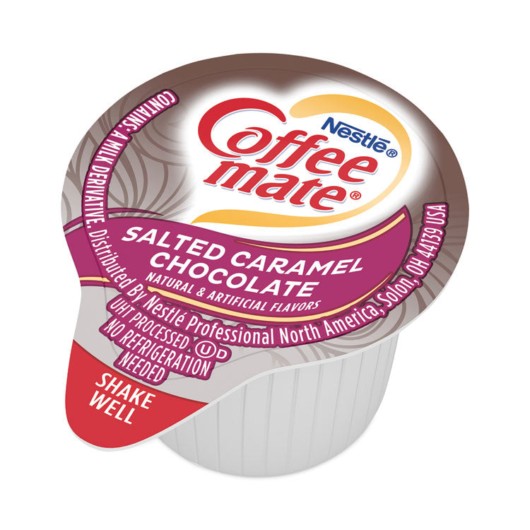 Coffee mate® Liquid Coffee Creamer, Salted Caramel Chocolate, 0.38 oz Mini Cups, 50/Box, 4 Boxes/Carton, 200 Total/Carton (NES77197CT) Case of 200