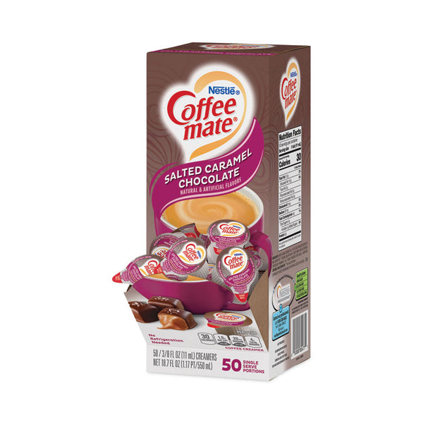 Coffee mate® Liquid Coffee Creamer, Salted Caramel Chocolate, 0.38 oz Mini Cups, 50/Box, 4 Boxes/Carton, 200 Total/Carton (NES77197CT)
