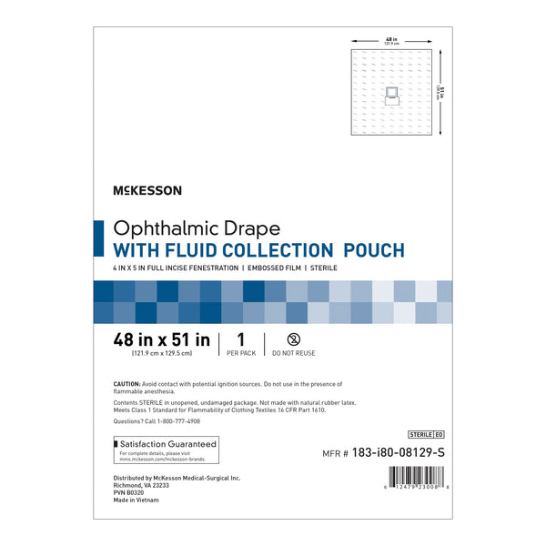 McKesson EENT Drape Surgical Ophthalmic Drape 48 W X 51 L Inch Sterile (1101301_PK) 1/PK