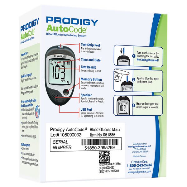 Prodigy® Blood Glucose Meter 7 Second Results Stores up to 450 Results No Coding Required (842600_EA) 1/EA