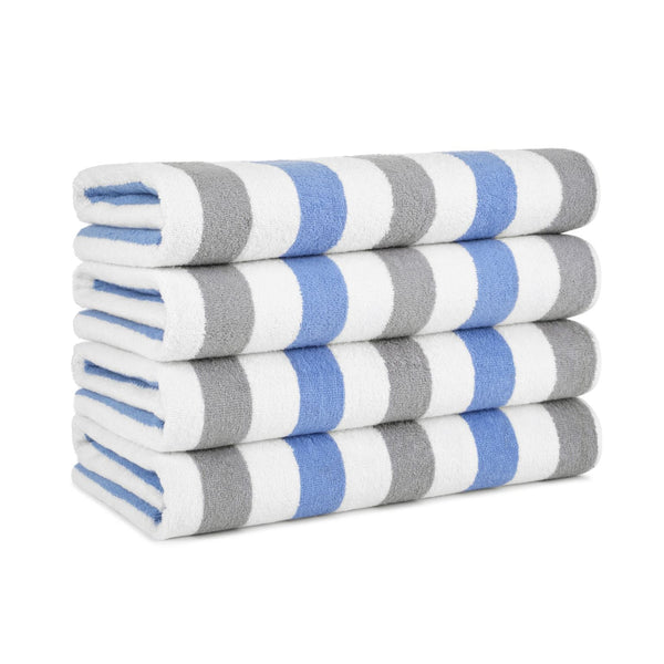 Arkwright Home Cabo Cabana Beach Towel 30x70 Grey/Navy (4/Pack) (PNP-CABOCABANA-GYNV) 4/PK