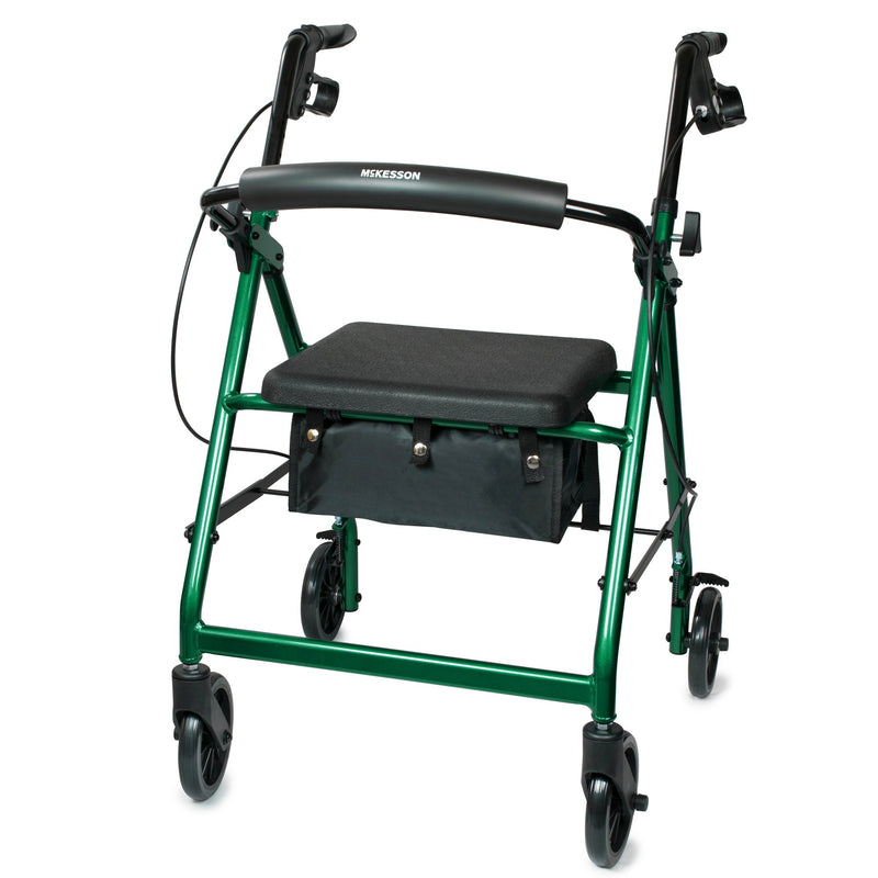 McKesson 4 Wheel Rollator Green Adjustable Height / Folding Aluminum Frame (1065265_EA) 1/EA