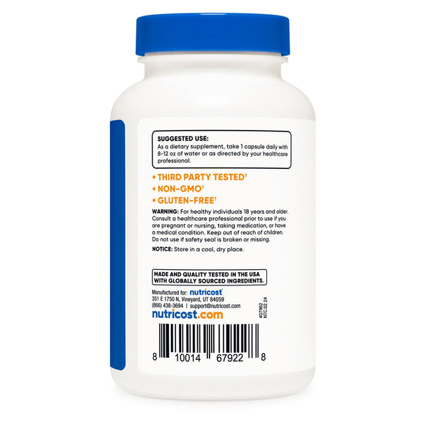 nutricost® Folic Acid (Vitamin B9) Dietary Supplement Folate 1,000 mcg Strength Capsule 240 Per Bottle (1270254_BT) 1/BT