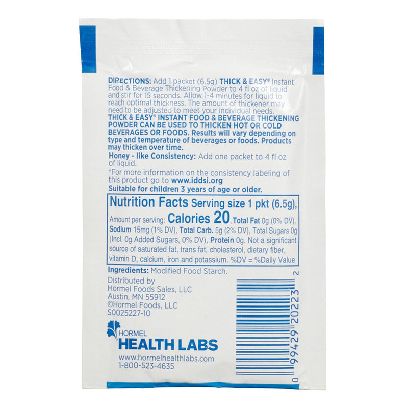 Thick & Easy® Food and Beverage Thickener 6.5 Gram Individual Packet Unflavored Powder IDDSI Level 3 Moderately Thick/Liquidized (580967_CS) 100/CS