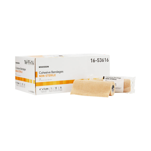 McKesson Cohesive Bandage 6 Inch X 5 Yard Self-Adherent Closure Tan NonSterile Standard Compression (520548_CS) 12/CS