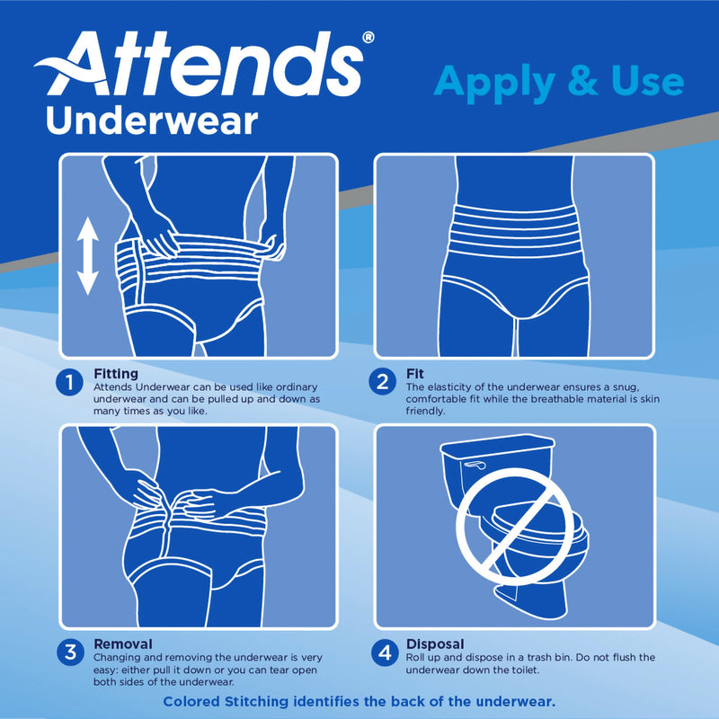 Attends® Unisex Adult Absorbent Underwear Pull On with Tear Away Seams X-Large Disposable Heavy Absorbency (761661_CS) 100/CS