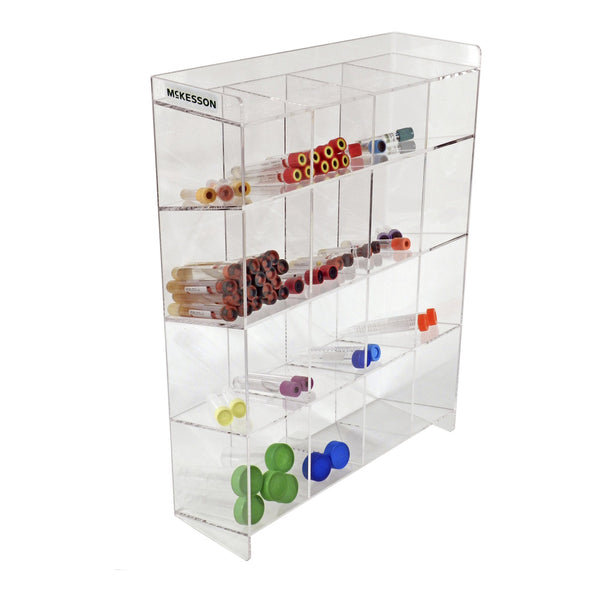 McKesson Tiered 4-Tier Tube Organizer 16 Place Accommodates Multiple Size Tubes Clear 15.5 X 5.5 X 20.75 Inch (1047235_EA) 1/EA