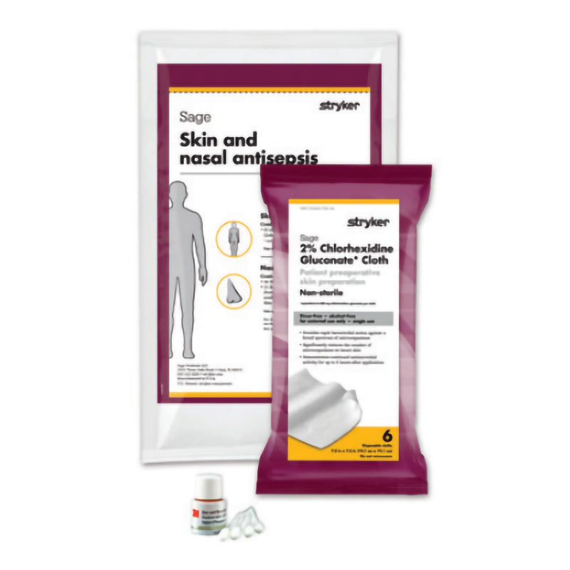 Sage Nose To Toes™ Skin and Nasal Prep Kit Soft Pack 2% / 5% Strength CHG (Chlorhexidine Gluconate) / Povidone-Iodine NonSterile (831798_CS) 20/CS