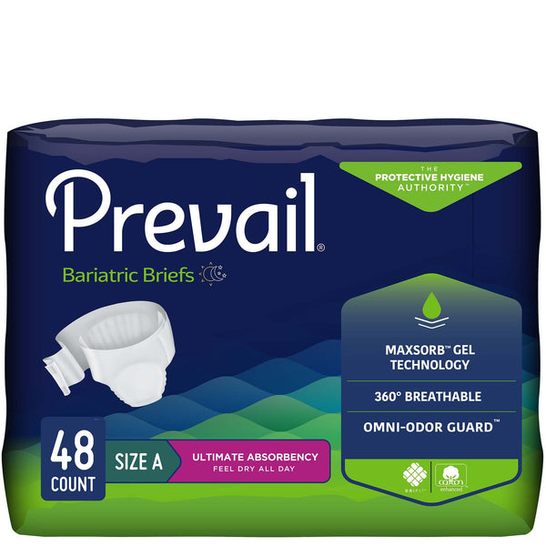 Prevail® Bariatric Unisex Adult Incontinence Brief Bariatric Size A Disposable Heavy Absorbency (653235_CS) 48/CS