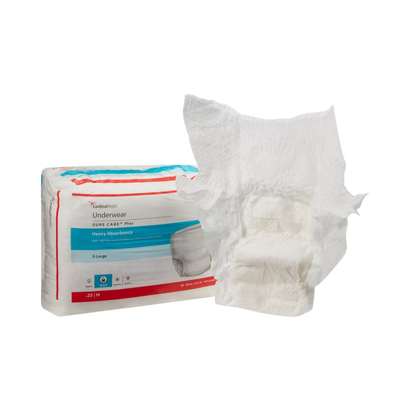 Sure Care™ Plus Unisex Adult Absorbent Underwear Pull On with Tear Away Seams X-Large Disposable Heavy Absorbency (829960_CS) 100/CS