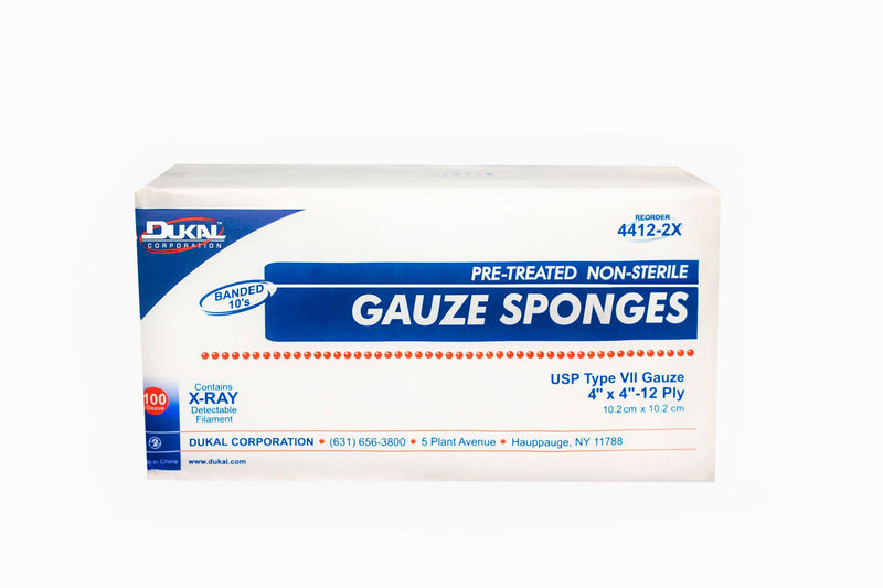 Dukal™ Gauze Sponge 4 X 4 Inch 12-Ply NonSterile X-Ray Detectable 100 per Pack (875560_BX) 100/BX