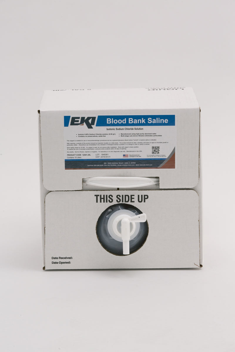 EK Industries Inc Immunohematology Reagent Saline Blood Bank 0.85% 20 Liter (887507_EA) 1/EA