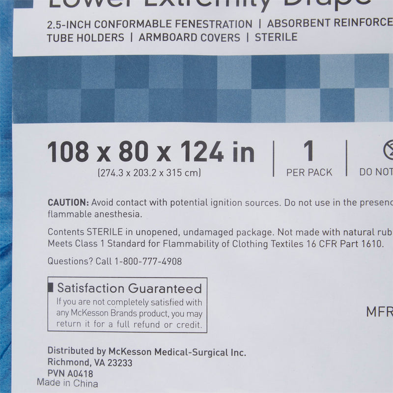 McKesson Orthopedic Drape Lower Extremity Drape 108 W X 80 W X 124 L Inch Sterile (1101282_PK) 1/PK