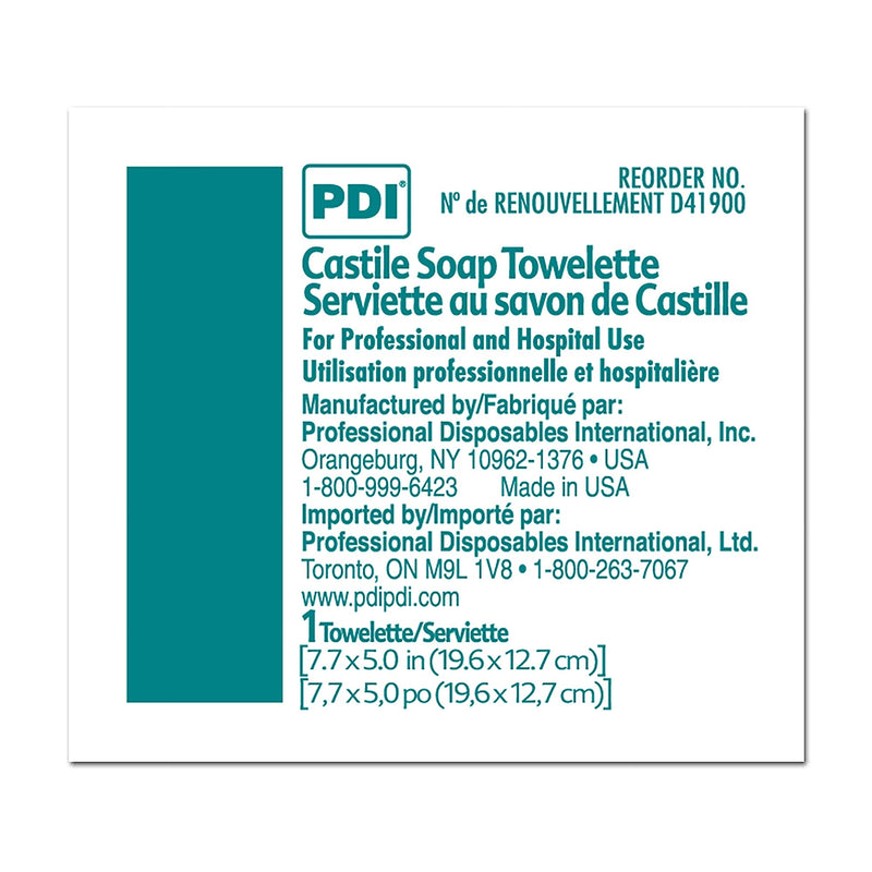 PDI® Castile Soap Towelette Individual Packet Scented 100 Count (120257_BX) 100/BX