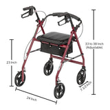 McKesson 4 Wheel Rollator Red Adjustable Height Aluminum Frame (1205410_CS) 1/CS