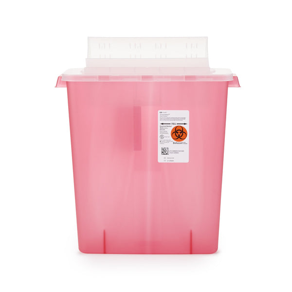 In-Room™ Sharps Container Translucent Red Base 16-1/4 H X 13-3/4 W X 6 D Inch Horizontal Entry 3 Gallon (206348_CS) 10/CS