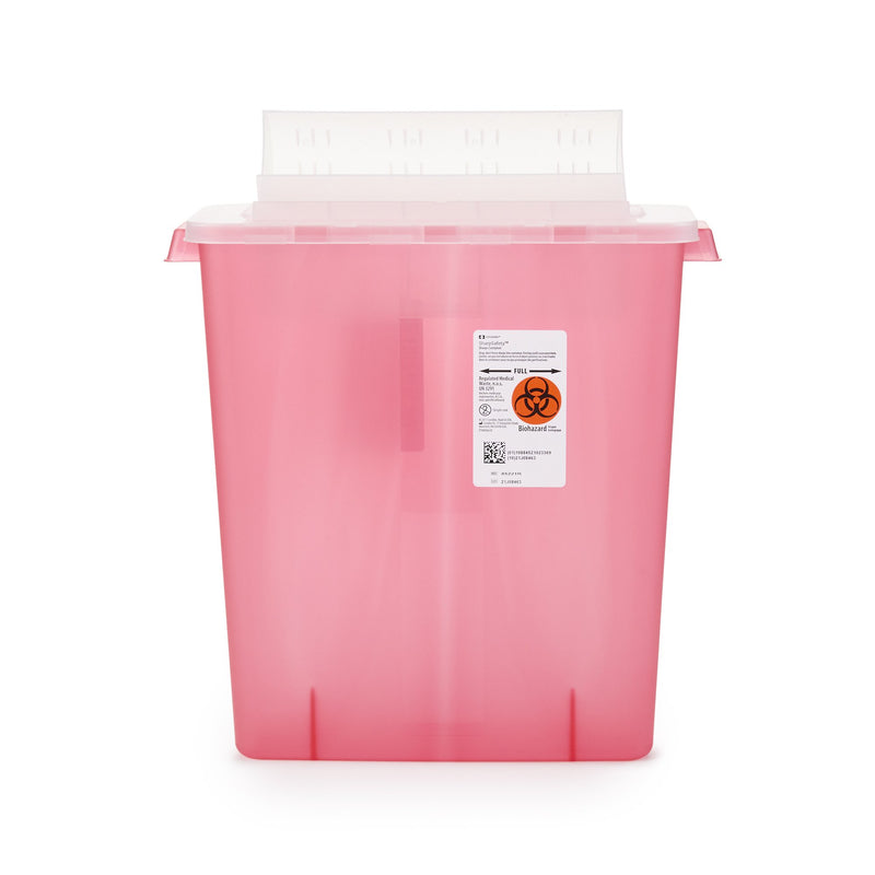 In-Room™ Sharps Container Translucent Red Base 16-1/4 H X 13-3/4 W X 6 D Inch Horizontal Entry 3 Gallon (206348_CS) 10/CS