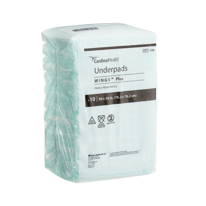 Wings™ Plus Disposable Underpad 30 X 30 Inch Fluff / Polymer Heavy Absorbency (454709_CS) 100/CS