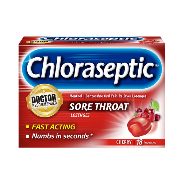 Chloraseptic® Sore Throat Relief 1.4% Strength Lozenge 18 per Box (257704_EA) 1/EA