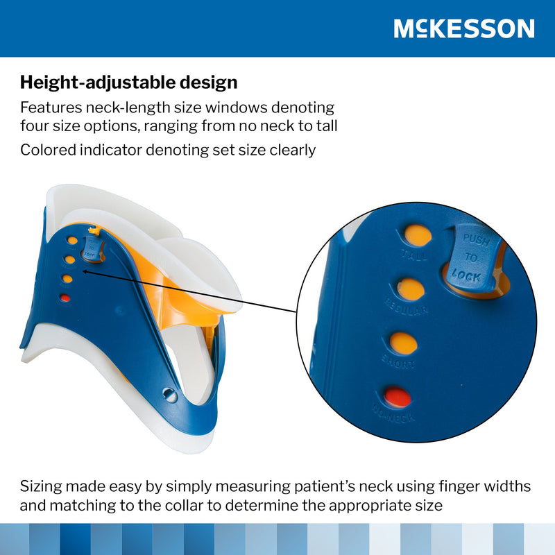McKesson Rigid Cervical Collar Preformed Adult One Size Fits Most One-Piece / Trachea Opening Adjustable Neck Circumference (1220096_CS) 50/CS