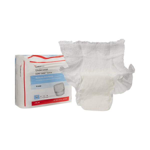 Sure Care™ Extra Unisex Adult Absorbent Underwear Pull On with Tear Away Seams X-Large Disposable Moderate Absorbency (814885_CS) 56/CS