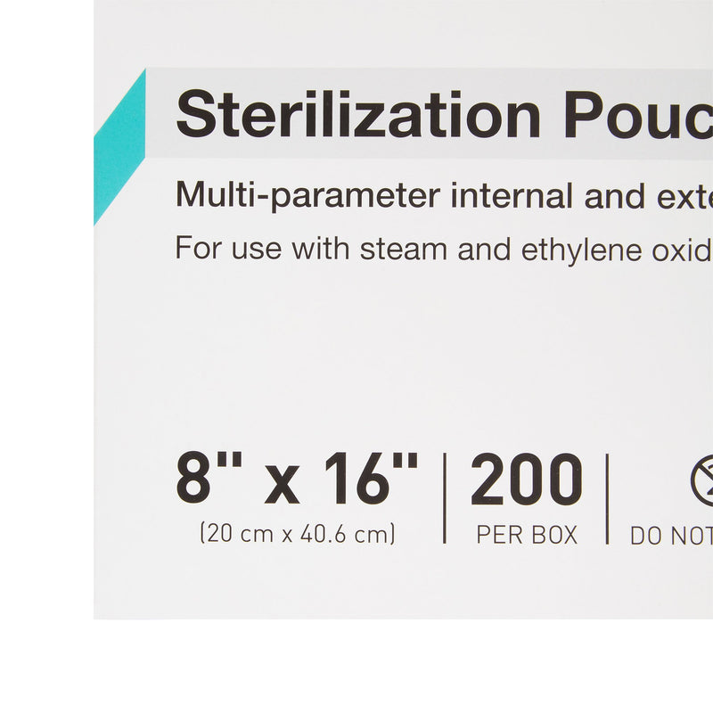 McKesson Argent™ Sure-Check® Sterilization Pouch Ethylene Oxide (EO) Gas / Steam 8 X 16 Inch Transparent / Blue Self Seal Paper / Film (527135_CS) 5/CS