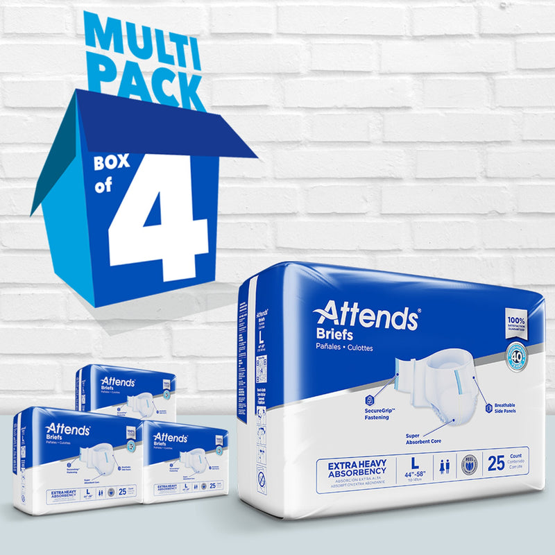 Attends® Care Advanced Unisex Adult Incontinence Brief Large Disposable Heavy Absorbency (1247853_CS) 100/CS