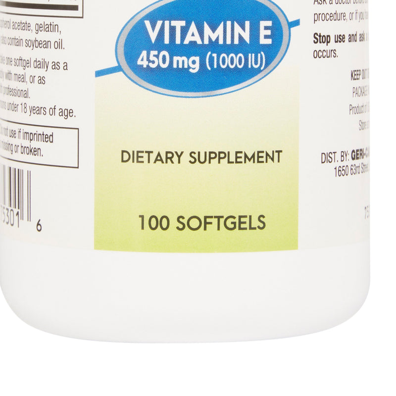 McKesson Brand Vitamin Supplement Vitamin E 1,000 IU Strength Softgel 100 per Bottle (689191_BT) 1/BT