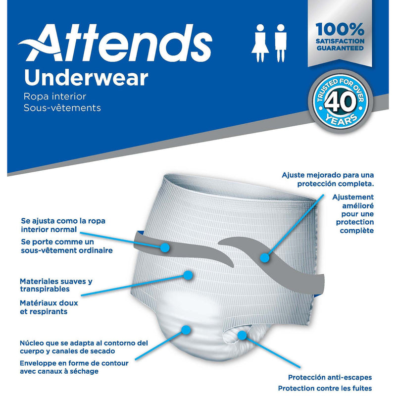 Attends® Care Unisex Adult Absorbent Underwear Pull On with Tear Away Seams Large Disposable Heavy Absorbency (771657_BG) 18/BG