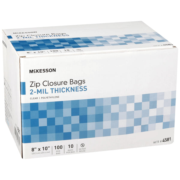 McKesson Reclosable Bag 8 X 10 Inch Polyethylene Clear Zipper Closure (854574_BX) 10/BX