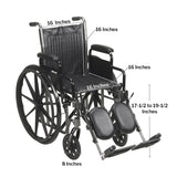 McKesson Wheelchair Dual Axle Desk Length Arm Swing-Away Footrest Black Upholstery 16 Inch Seat Width Adult 250 lbs. Weight Capacity (1065272_EA) 1/EA