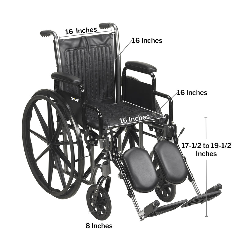 McKesson Wheelchair Dual Axle Desk Length Arm Swing-Away Footrest Black Upholstery 16 Inch Seat Width Adult 250 lbs. Weight Capacity (1065272_EA) 1/EA
