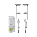 McKesson Underarm Crutches Youth / Adult / Tall Adult 4 Foot 6 Inch to 6 Foot 6 Inch User Height Aluminum Frame 300 lbs. Weight Capacity (1095263_CS) 8/CS