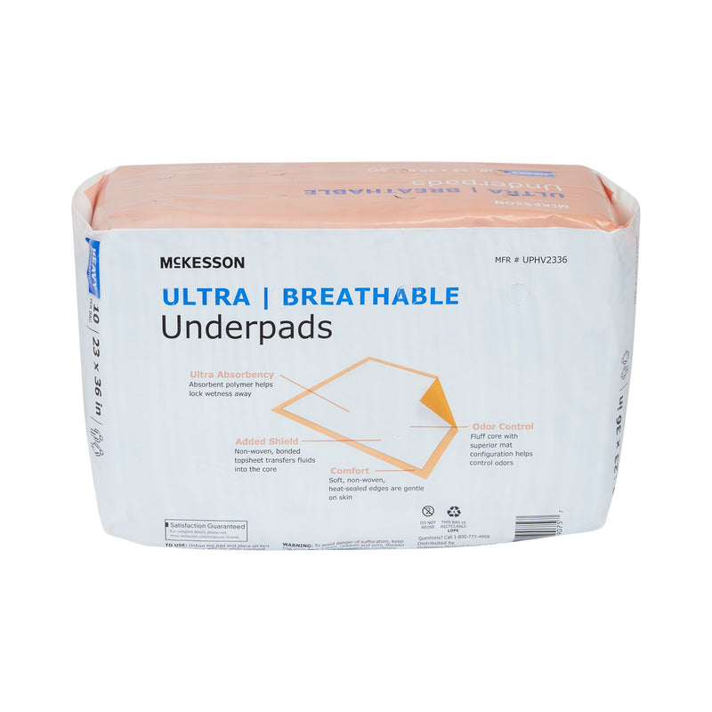 McKesson Ultra Breathable Disposable Underpad 23 X 36 Inch Fluff / Polymer Heavy Absorbency (724054_CS) 60/CS