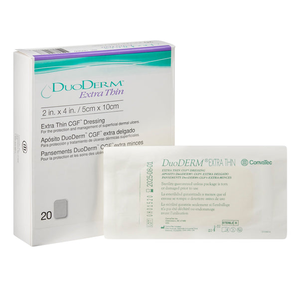 DuoDERM® Extra Thin CGF® Thin Hydrocolloid Dressing Film Backing 2 X 4 Inch Rectangle Hydrocolloid / Film (205196_BX) 20/BX