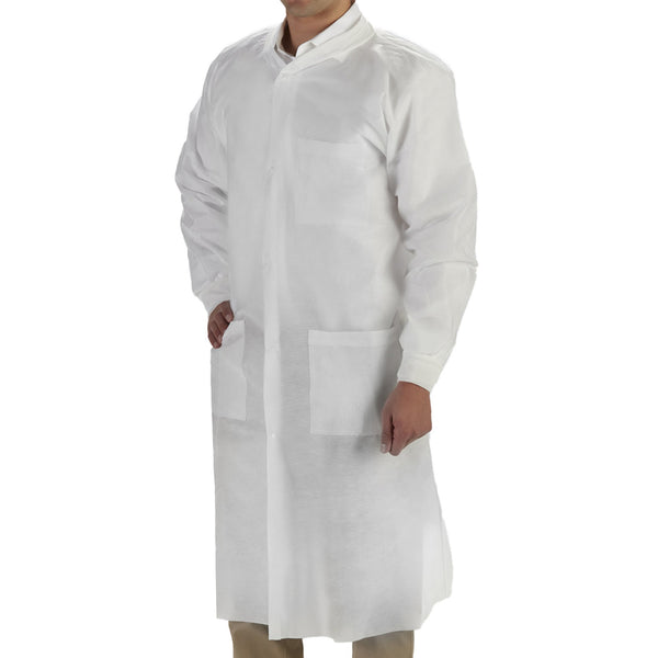 LabMates® Lab Coat White X-Large Knee Length SMS Disposable (1149930_BG) 10/BG