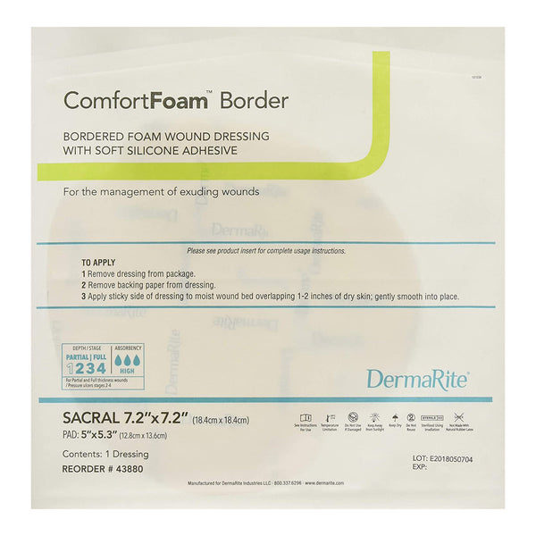ComfortFoam™ Border Foam Dressing 7-1/5 X 7-1/5 Inch With Border Waterproof Backing Silicone Adhesive Sacral Sterile (944933_EA) 1/EA