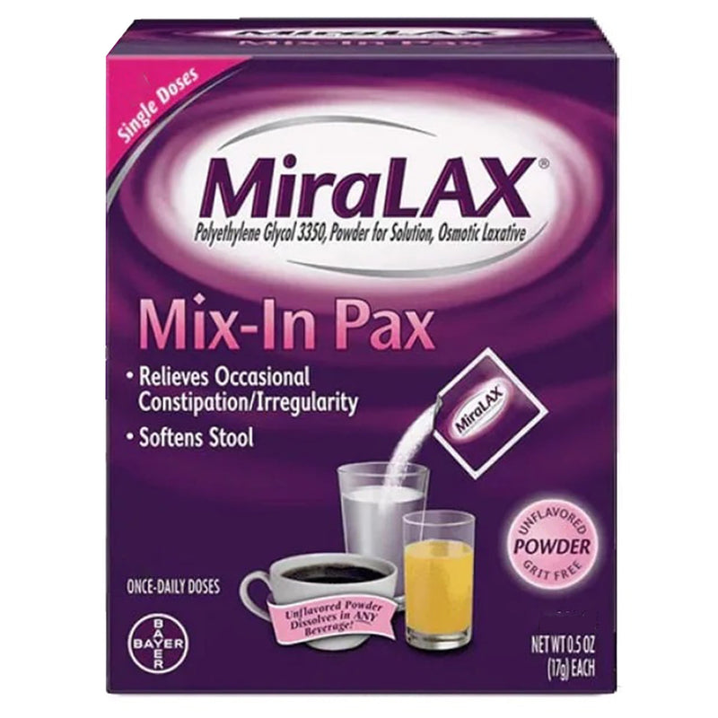 MiraLAX® Laxative Powder 24 per Box 17 Gram Strength Polyethylene Glycol 3350 (720751_BX) 24/BX