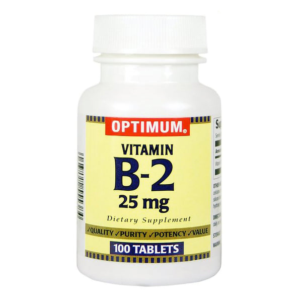 Optimum® Vitamin Supplement Vitamin B2 25 mg Strength Tablet 100 per Bottle (805769_BT) 1/BT