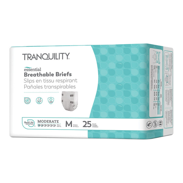 Tranquility® Essential Unisex Incontinence Brief Medium Disposable Moderate Absorbency (884706_CS) 100/CS