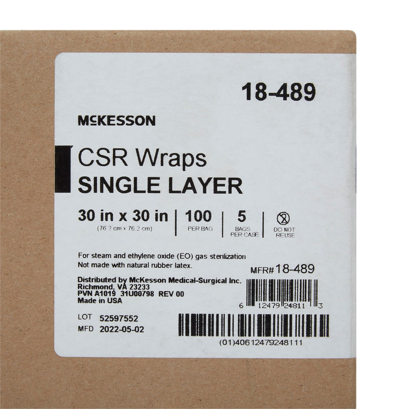 McKesson Sterilization Wrap Blue 30 X 30 Inch Single Layer Cellulose Steam / EO Gas (1156132_BX) 1/BX