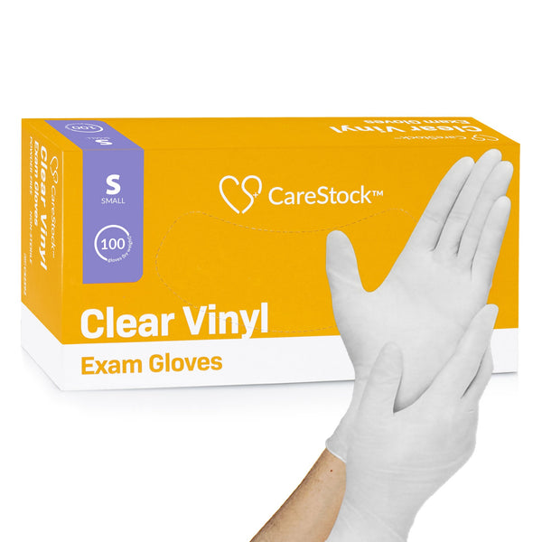CareStock™ Exam Glove Small NonSterile Vinyl Standard Cuff Length Smooth Clear Not Rated (1230907_CS) 1000/CS