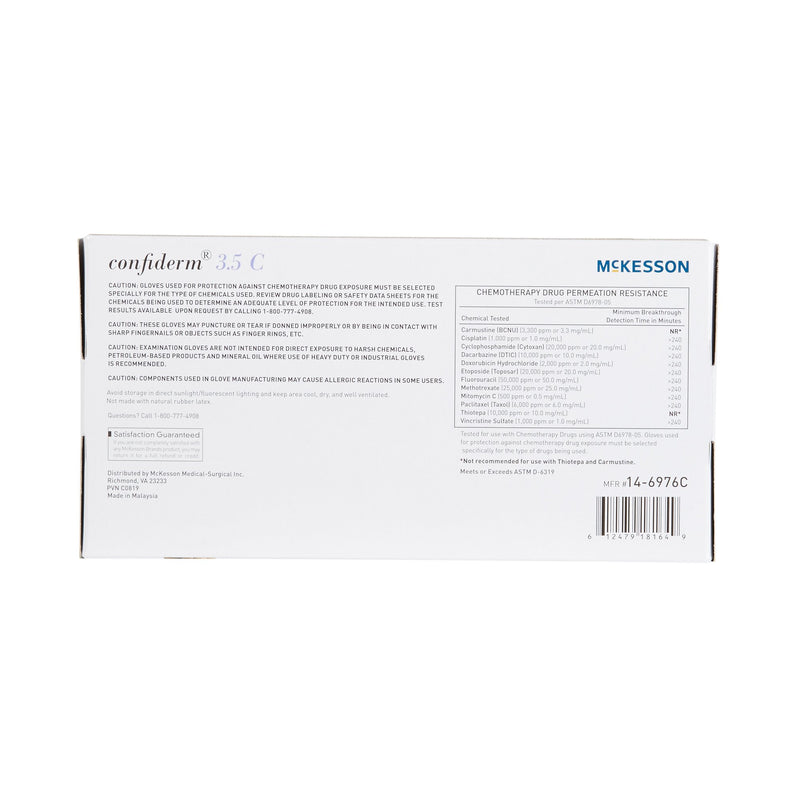 McKesson Confiderm® 3.5C Exam Glove Medium NonSterile Nitrile Standard Cuff Length Textured Fingertips Blue Chemo Tested (765875_BX) 200/BX