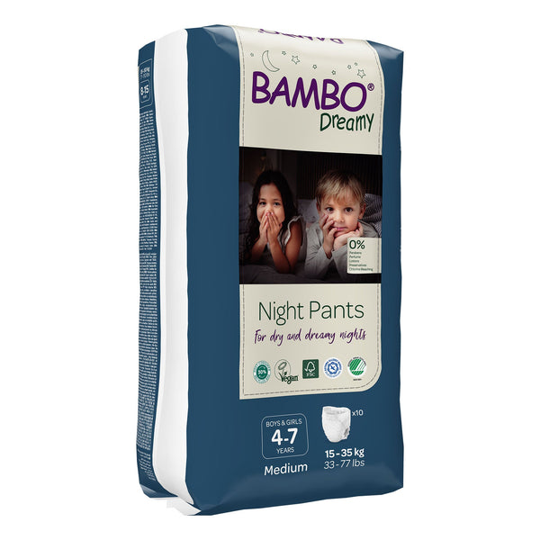 Bambo® Dreamy Night Pant Unisex Youth Training Pants Pull On with Tear Away Seams Size 4 to 7 Years Disposable Heavy Absorbency (1255464_CS) 60/CS